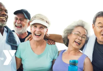 Group of active older adults in fitness clothes having fun