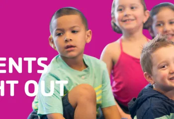 Graphic image of children depicting a Parents Night Out event