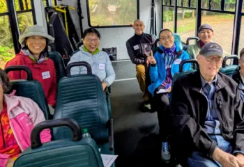 Group of people on a bus going on an adventure.