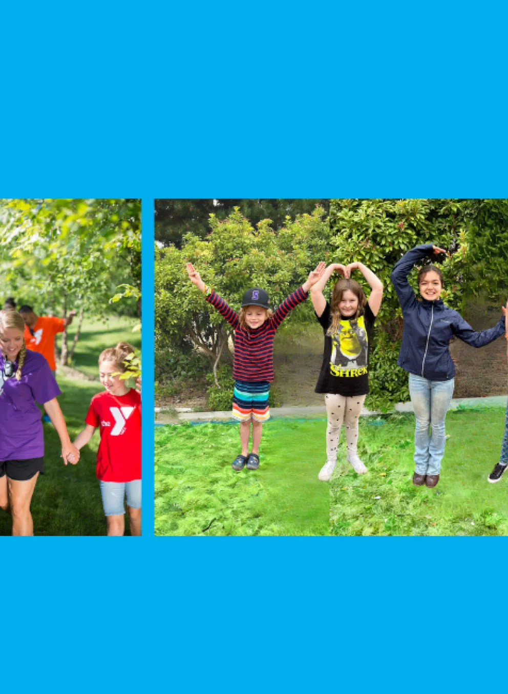Banner photo with a variety of children in camp