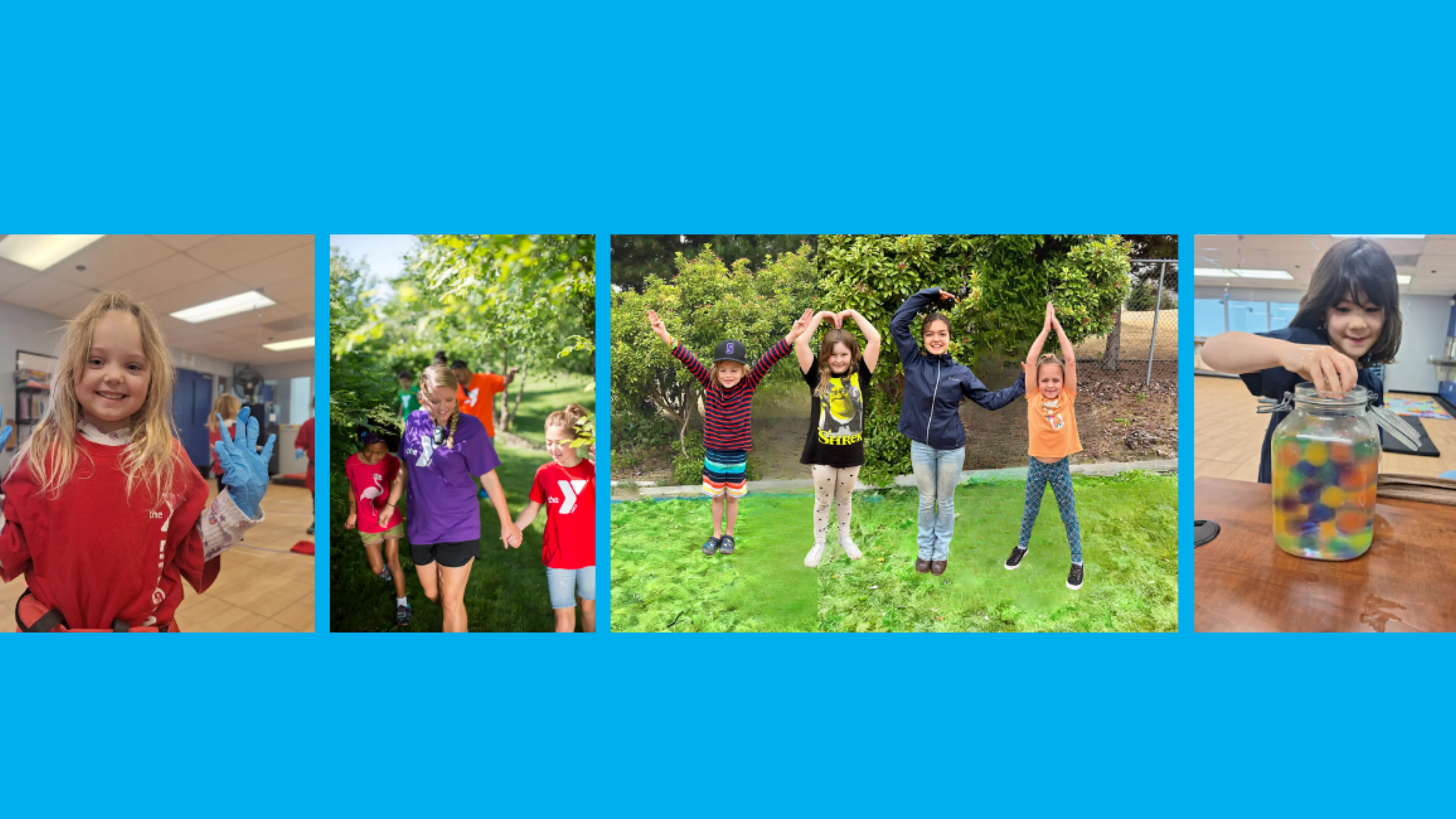 Banner photo with a variety of children in camp