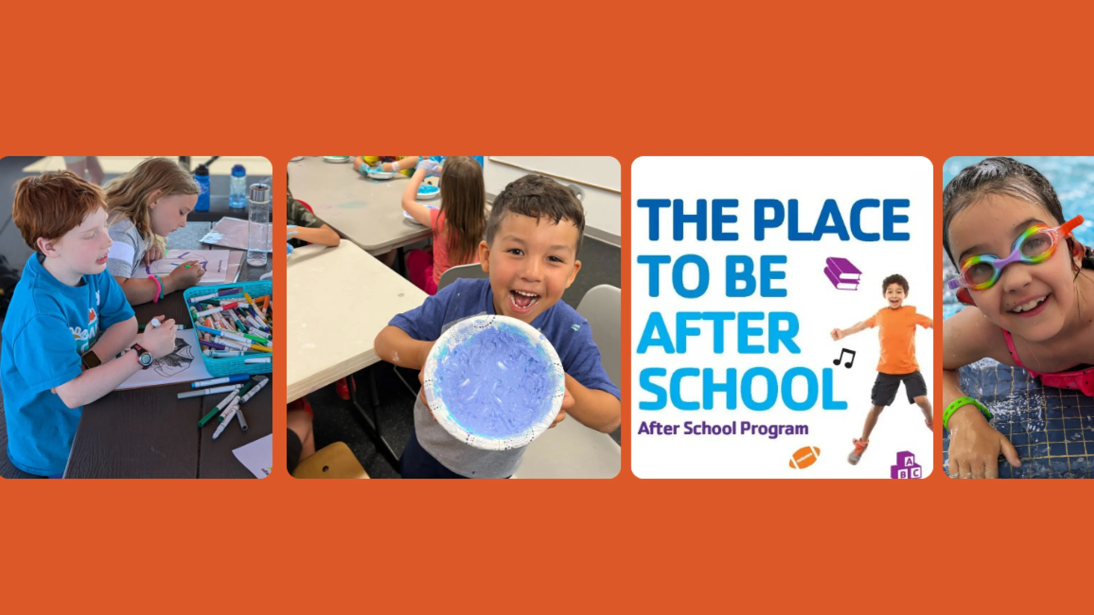 Collage of photos of kids enjoying After School Programs at the YMCA
