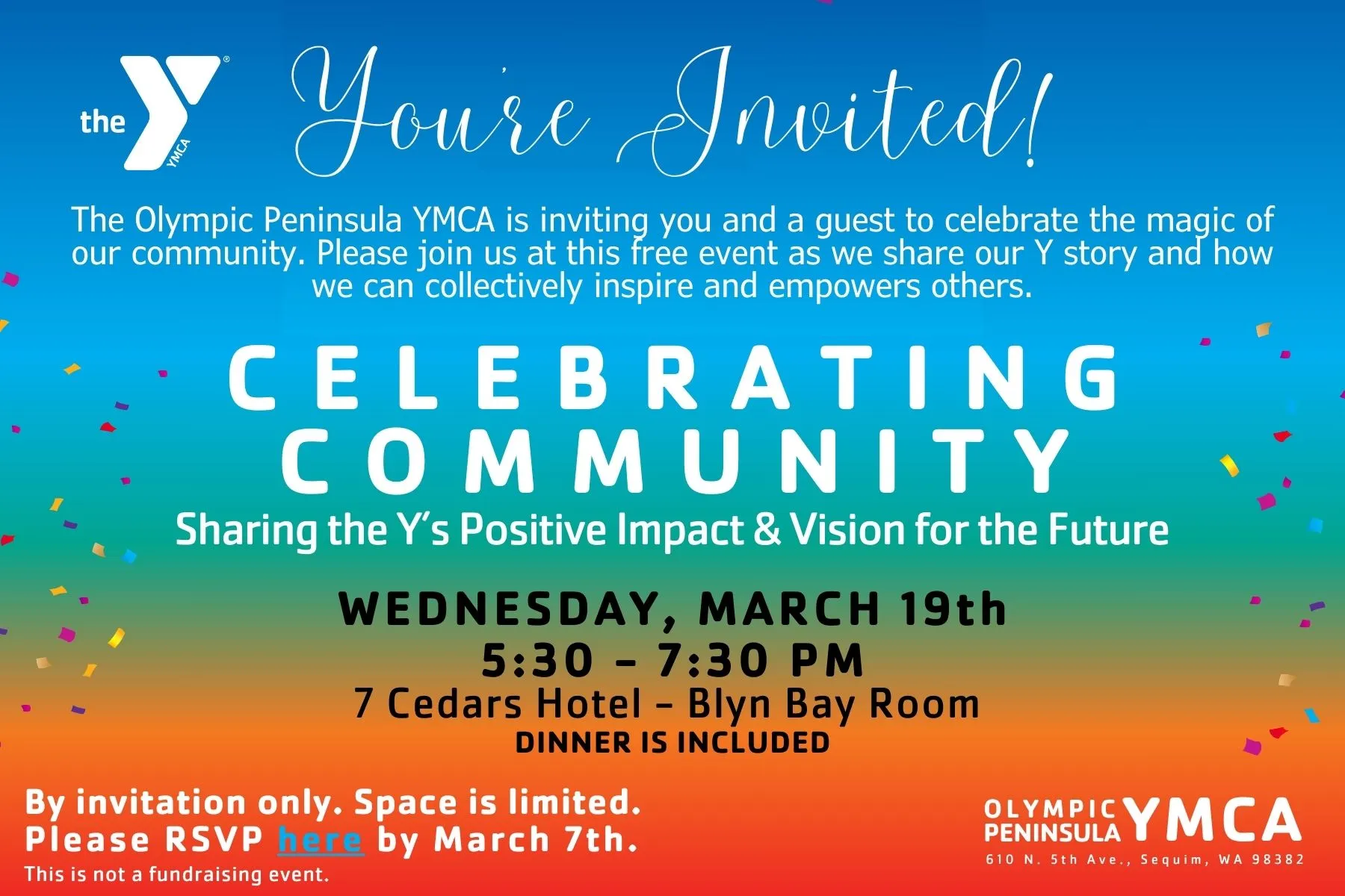 A graphic image of a dinner invitation