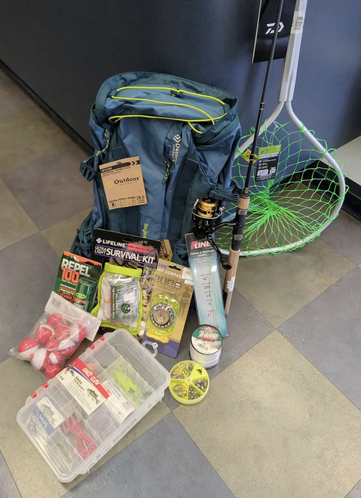 Photo of fishing and hiking gear