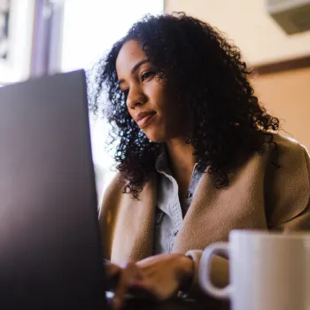 Woman working on laptop