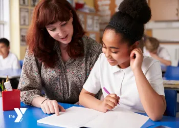 woman mentoring girl