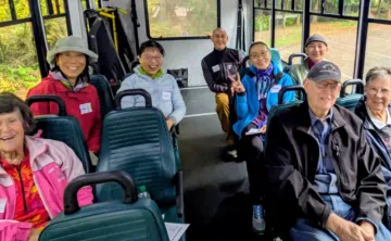 Group of people on a bus going on an adventure.